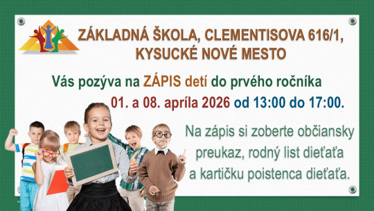 Zápis prvákov do 1. ročníka 